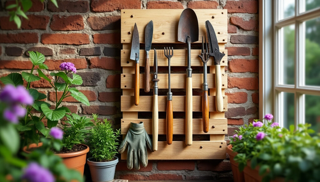 découvrez comment optimiser le rangement de vos outils de jardin avec une palette recyclable. une solution écologique et pratique pour garder votre espace extérieur organisé et fonctionnel.
